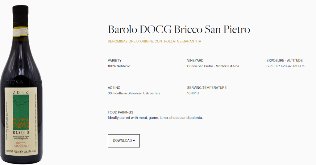 Podere Corsini   Barolo DOCG San Pietro
